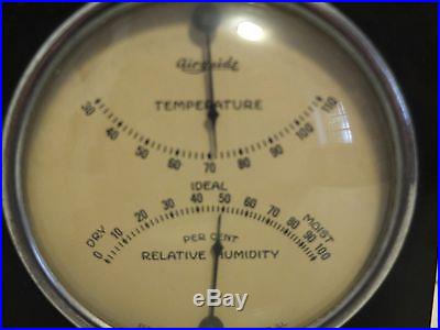 VINTAGE Glass Steel CASED DESK BAROMETER FEE AND STEMWEDEL Temperature Gauge