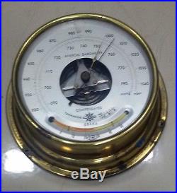 Vintage Marine Brass Aneroid Barometer