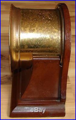 VINTAGE MARINE BRASS ANEROID BAROMETER FAHRENHEIT THERMOMETER IN WOOD STAND