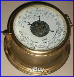 Vintage Marine Brass Aneroid Barometer Of Germany