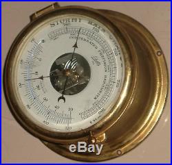 Vintage Marine Brass Aneroid Barometer Of Germany