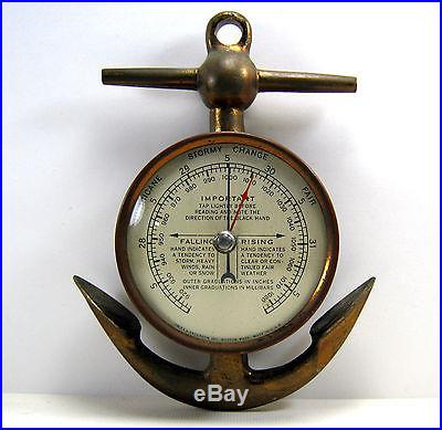 VINTAGE NAUTICAL SHIP'S ANCHOR BAROMETER HURRICANES, STORMS, CHANGE, FAIR