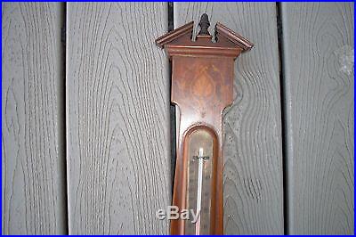 VINTAGE SHORT & MASON INLAID BANJO STYLE BAROMETER