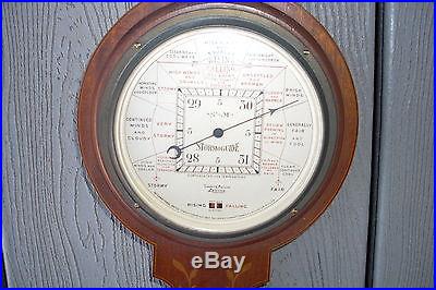 VINTAGE SHORT & MASON INLAID BANJO STYLE BAROMETER