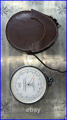 VINTAGE SHORT & MASON LONDON NO. 5662 SURVEYING ANEROID BAROMETER ANTIQUE 19c