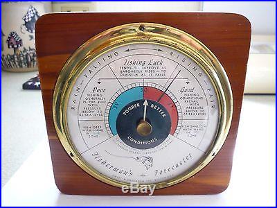 VINTAGE SWIFT AN ANDERSON FISHING FORECASTER BAROMETER CEDAR-BRASS CASE WORKS