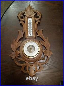 Veranderlich Antique Wood Barometer Thermometer Beautiful! From Germany