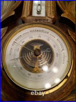 Veranderlich Antique Wood Barometer Thermometer Beautiful! From Germany