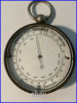 Very Rare Antique Pocket Barometer by Antoine Redier 1870 possibly silver