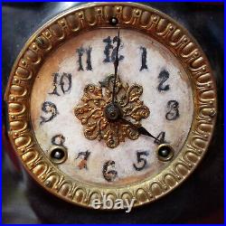 Very Unusual 1890 Ansonia 8 Day Strike Cast Iron Mantle Clock