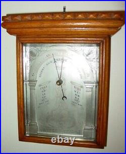 Very unusual oak antique cased aneroid wall barometer Stebbing SOUTHAMPTON-15477