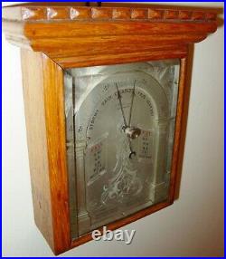 Very unusual oak antique cased aneroid wall barometer Stebbing SOUTHAMPTON-15477