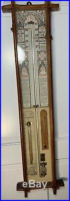 Victorian 1875 Oak Framed Glass Front'Admiral Fitzroy' Barometer, Thermometer