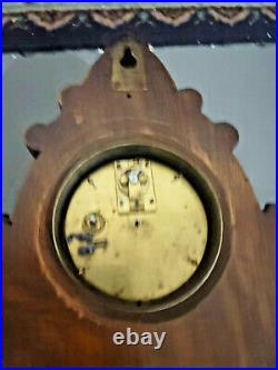 Victorian 26 Oak French Clock/Thermometer/Barometer Combination-Nice Wall Set