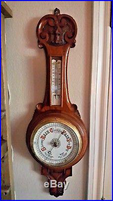 Victorian Aneroid Barometer and Thermomter