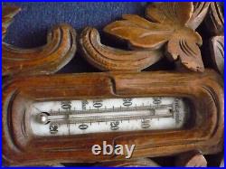 Victorian Black Forest Baroque Style Carved Barometer / Thermometer