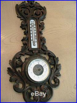 Victorian Black forest style Veranderlijk Dutch wall Barometer Thermometer