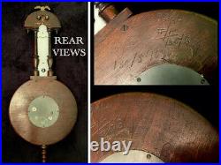 Victorian Carved Walnut Aneroid Wall Barometer and Thermometer