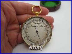 Victorian J Dick Scottish Gilt Brass Pocket Barometer With Original Fitted Box