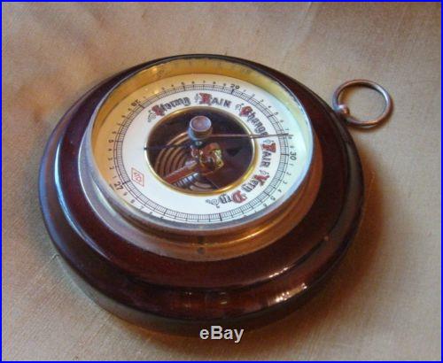 Vintage 1940s Or 50s Atco German Mahogany Barometer