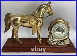 Vintage 1950's Horse Mantel Barometer WORKING Western Germany 17x12x5