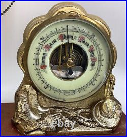 Vintage 1950's Horse Mantel Barometer WORKING Western Germany 17x12x5