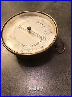 Vintage 19th Century French HPBN Holosteric Brass Barometer With Beveled Glass