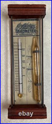 Vintage 19th Century Weather Cottage Barometer Advertising Thermometer RARE