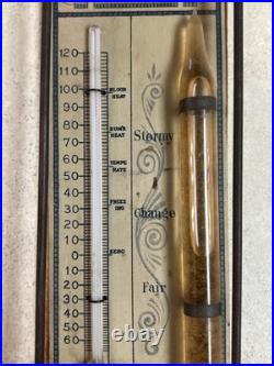 Vintage 19th Century Weather Cottage Barometer Advertising Thermometer RARE