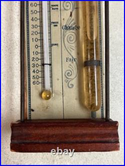Vintage 19th Century Weather Cottage Barometer Advertising Thermometer RARE