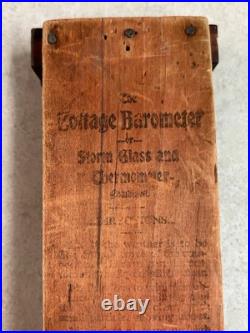 Vintage 19th Century Weather Cottage Barometer Advertising Thermometer RARE