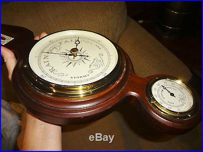 Vintage AIRGUIDE WALNUT BANJO STYLE HANGING BAROMETER/ WEATHER STATION