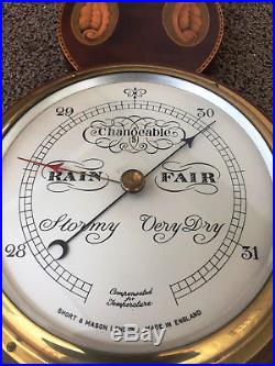 Vintage Aneroid Banjo Barometer by Short & Mason Made in England No. 2469 ½
