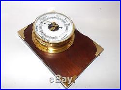 Vintage Aneroid Barometer -Selco-MADE IN FRANCE-Brass on Hardwood-NICE