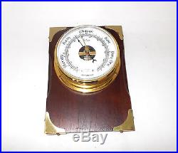 Vintage Aneroid Barometer -Selco-MADE IN FRANCE-Brass on Hardwood-NICE