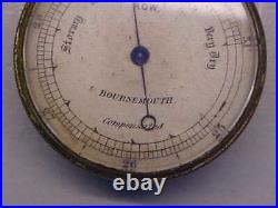 Vintage Antique Brass BOURNEMOUTH Pocket Barometer Weather Gauge