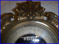 Vintage Antique Decorative Wall Barometer Heavy Brass Bronze Veranderlich