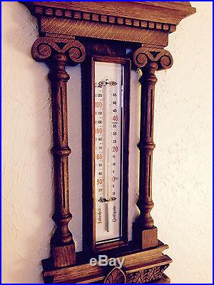 Vintage / Antique English Wall Barometer Thermometer
