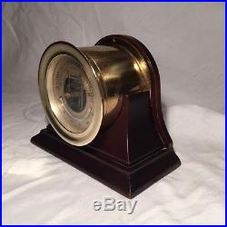 Vintage / Antique Holosteric Barometer on Mahogany Display Stand Heavy Brass