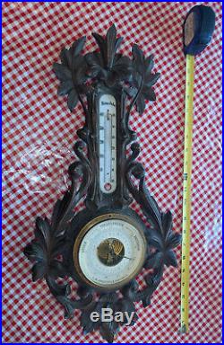 Vintage/ Antique Krautinger German Black Forest Style Carved Wood Barometer