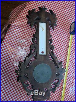 Vintage/ Antique Krautinger German Black Forest Style Carved Wood Barometer