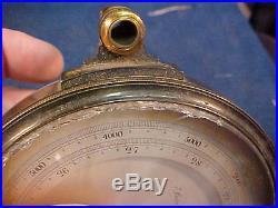 Vintage Antique Surveying Aneroid Compensated Brass Barometer & Leather Case