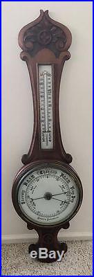 Vintage Banjo Aneroid Barometer Thermometer