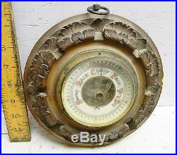 Vintage Barometer Carved Oak Base