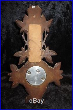 Vintage Black Forest Carved Wood Barometer Thermometer No Reserve