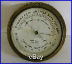 Vintage Brass France Barometer & Thermometer John Bliss N. Y. Given As Prize