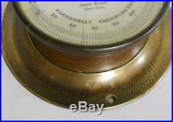 Vintage Brass France Barometer & Thermometer John Bliss N. Y. Given As Prize