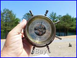 Vintage Brass Salem Ship's Wheel Compensated Barometer Nautical Weather