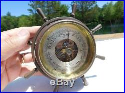 Vintage Brass Salem Ship's Wheel Compensated Barometer Nautical Weather