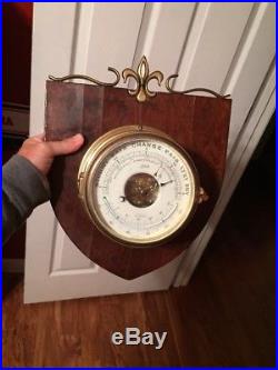 Vintage Brass Schatz Compensated Precision Ships Barometer Thermometer On Plaque